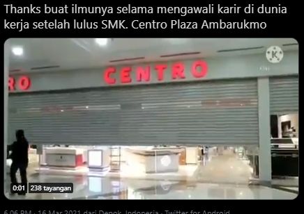 Centro Amplaz tutup. [Twitter]