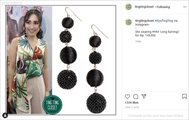 1. koleksi anting lucu Ayu Ting Ting. (Instagram/@tingtingcloset)