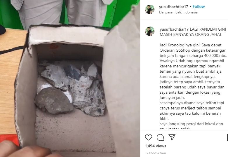 Korban pesanan fiktif. (Instagram/@yusufbachtiar17)