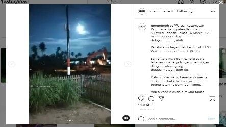 Diduga meteor jatuh di Banggai (IG/memomedsos)