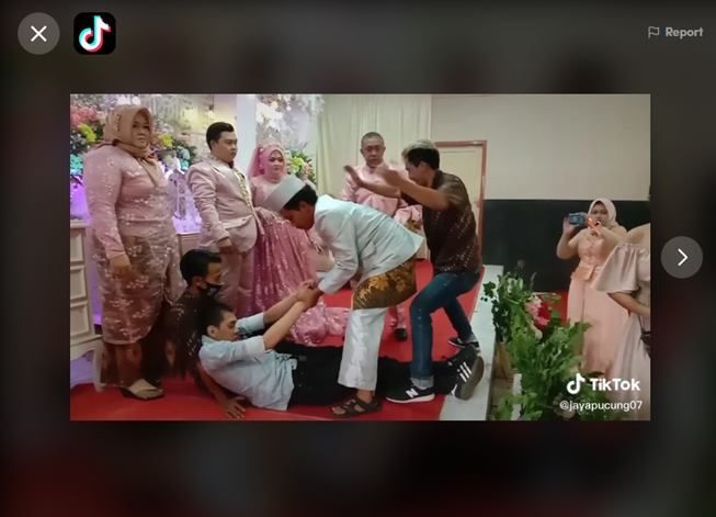 Viral video pria diduga pingsan di nikahan mantan, ternyata ini faktanya. (TikTok/@jayapucung07)