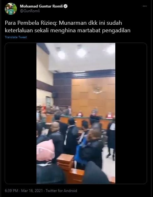 Gun Romli soal sidang Habib Rizieq (Twitter).