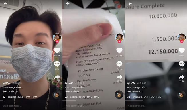 Viral Cowok Pamer Sekali Perawatan Muka Habis Rp12 Juta, Warganet Insecure. (TikTok/@stanleyhao)