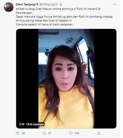 Politisi asal Partai PDIP Dewi Tanjung sikap Habib Rizieq Shihab menolak keras adanya pelaksaan sidang secara virtual.