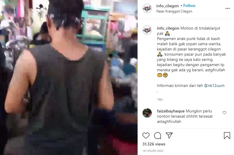 Pengamen ngamuk gara-gara tak diberi uang. (Instagram/Info_cilegon)