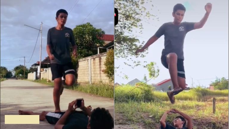 Viral video pria beraksi bak film laga, hasilnya bikin publik emosi (TikTok).