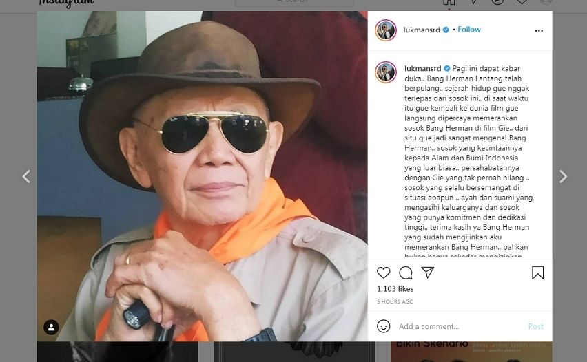 Unggahan Lukman Sardi tentang Herman Lantang.