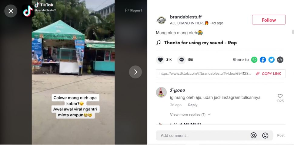 Viral warung odading mang oleh yang sempat viral gegara Ade Londok kini malah dikasihani (TikTok).