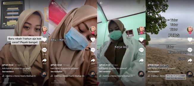 Dinyinyiri karena Cerai Usai Setahun Menikah, Wanita Ini Bongkar Aib Suami. (TikTok/@iniptrml)