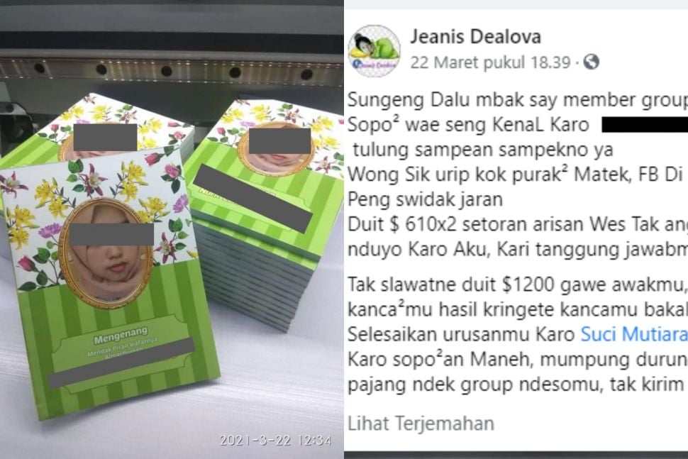 Penagih hutang bikin buku yasin gegara penghutang pura-pura meninggal. (Facebook/Jeanis Dealova)