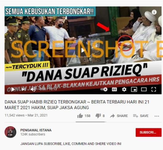 Cek fakta suap Habib Rizieq terbongkar (Turnbackhoax.id).