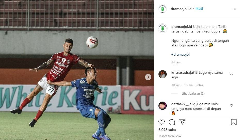 Bali United mendapat sponsor baru, yakni sebuah akun Instagram.