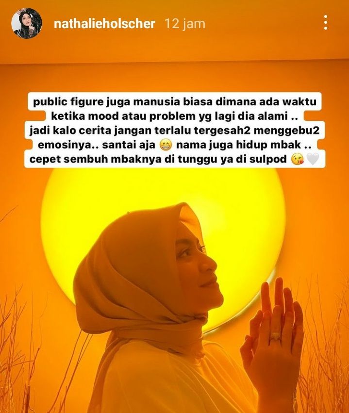 Nathalie Holscher menulis soal roastingan Sule, yang diduga untuk Kiky Saputri. [Instagram]