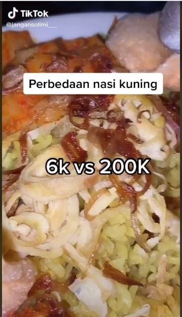 Nasi kuning Rp6.000 (TikTok  @jangansolimi___)