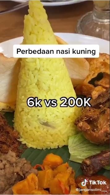 Nasi kuning Rp200 ribu (TikTok  @jangansolimi___)