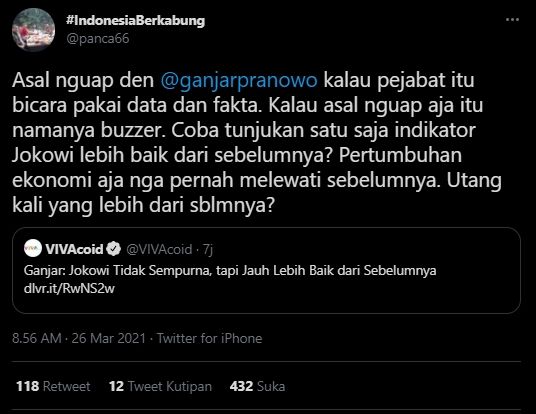 Politisi Demokrat beri respon pernyataan Ganjar Pranowo. (Twitter/panca66)