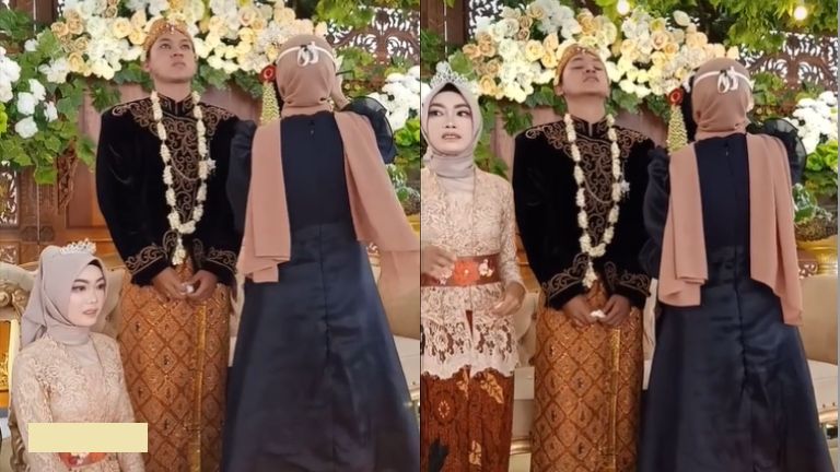 Viral pengantin pria nangis sesenggukan di pelaminan (TikTok).