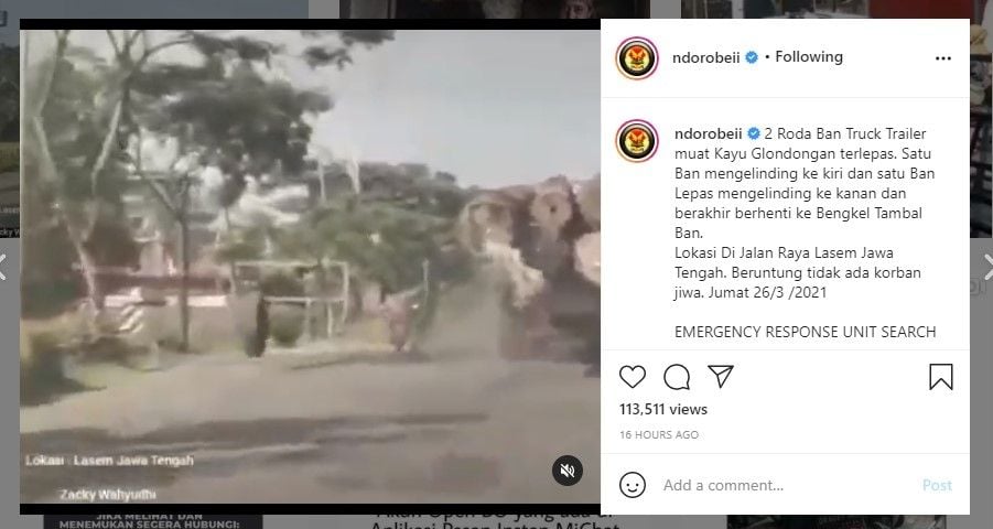 Ban truk copot di jalan (IG/ndorobeii)