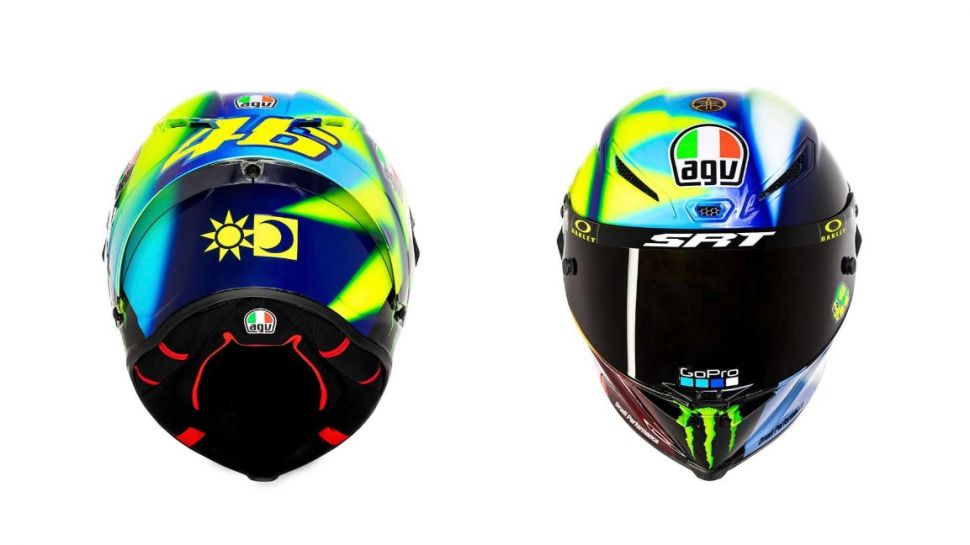 Helm Valentino Rossi AGV Soleluna 2021. (rideapart.com)