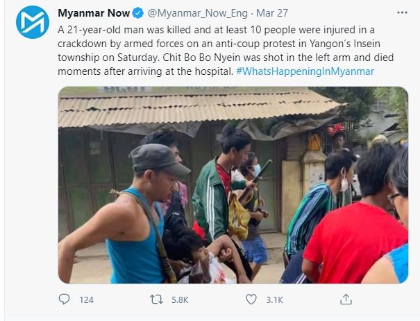 Wonderkid Timnas Myanmar tewas tertembak junta militer. (Twitter/@Myanmar_Now_Eng)