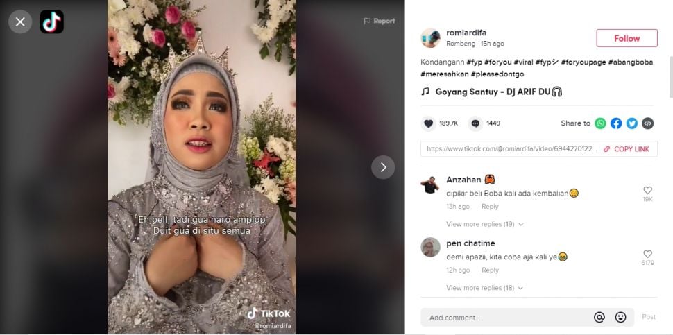 Kocak, pria datang ke kondangan bawa amplop malah minta uang kembalian (TikTok).