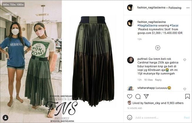 OOTD Nagita Slavina ternyata nyaris Rp26 juta. (Instagram/@fashion_nagitaslavina)