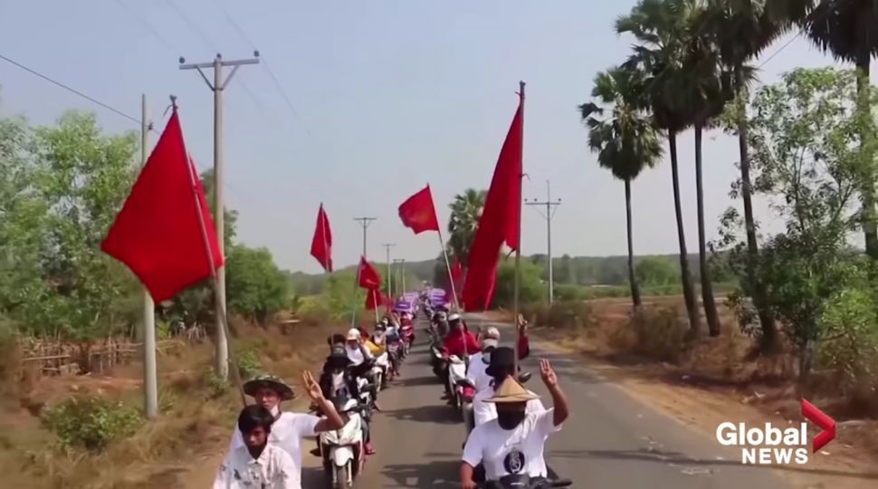 Bikers Myanmar turun ke jalan. (Youtube/Global News)