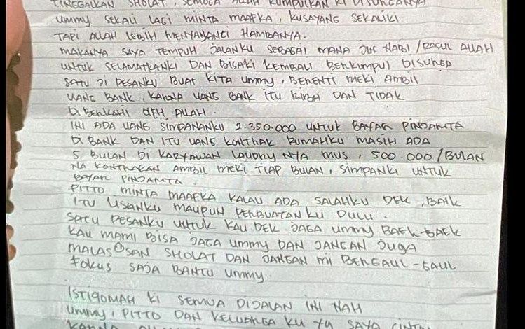 Surat wasiat bomber Gereja Makassar