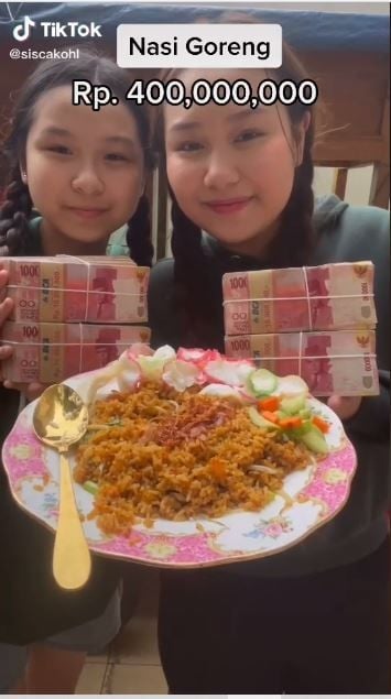 Nasi goreng sisca kohl Rp400 juta (TikTok @siscakohl)