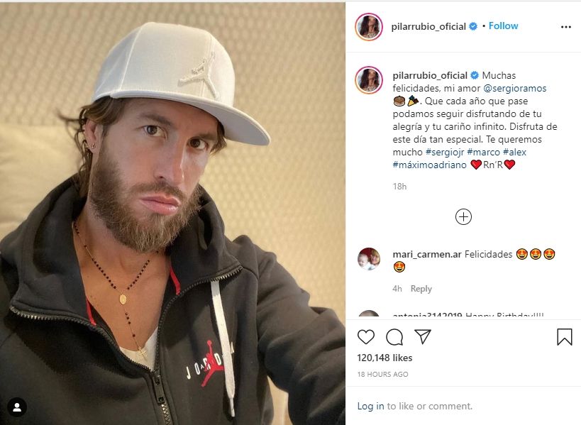 Pilar Rubio sampaikan pesan romantis saat Sergio Ramos ulang tahun. (Instagram/pilarrubio_oficial)