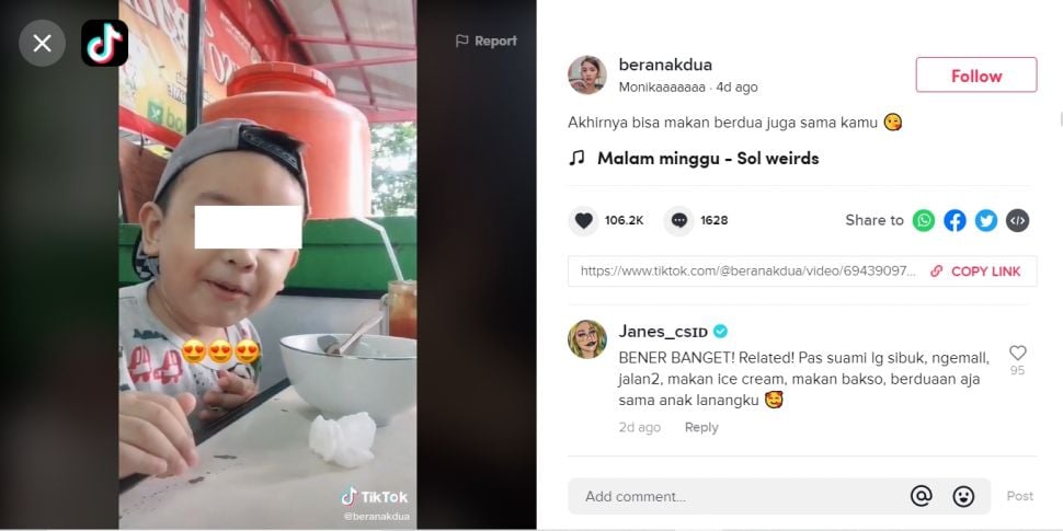 Viral istri ngaku pergi bareng cowok idaman saat suami sibuk bekerja, ternyata anaknya sendiri (TikTok).