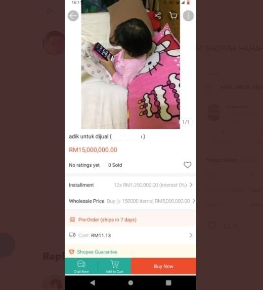 Viral Warganet Jual Adik Kandung Sendiri (twitter.com/adamanuarrrrrrr)