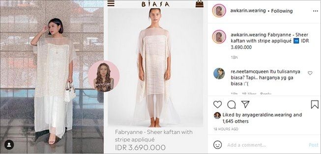 Merek dan harga baju yang dipakai Awkarin ke kantor pajak. (Instagram/@awkarin.wearing)