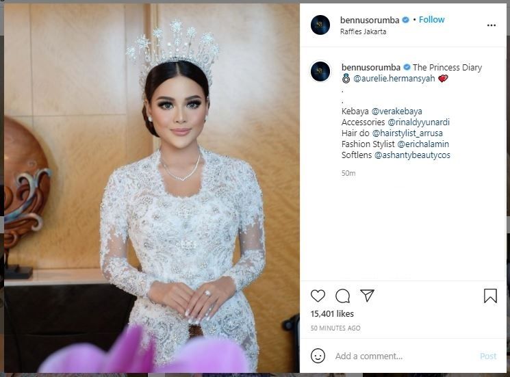 Detail Gaun dan Makeup Aurel Hermansyah saat Menikah (instagram.com/bennusorumba)