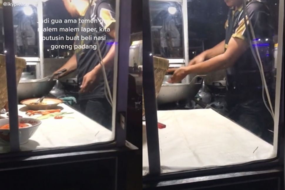 Aksi penjual nasi goreng. (Tiktok/@ikypieasu)