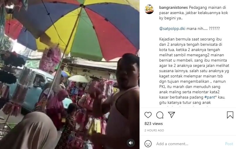 Viral Pedagang Mainan Maki Bocah (Instagram/bangranistones)