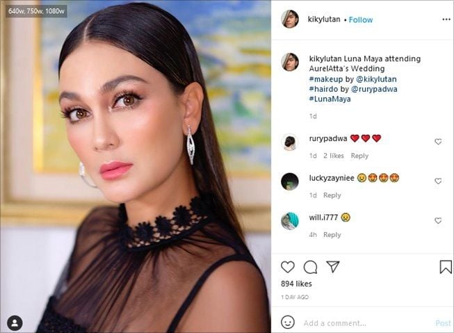 Anting cantik Luna Maya di nikahan Aurel dan Atta. (Instagram/@kikylutan)