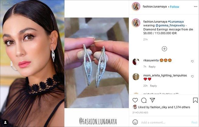 Detail harga anting cantik Luna Maya. (Instagram/@fashion.lunamaya)