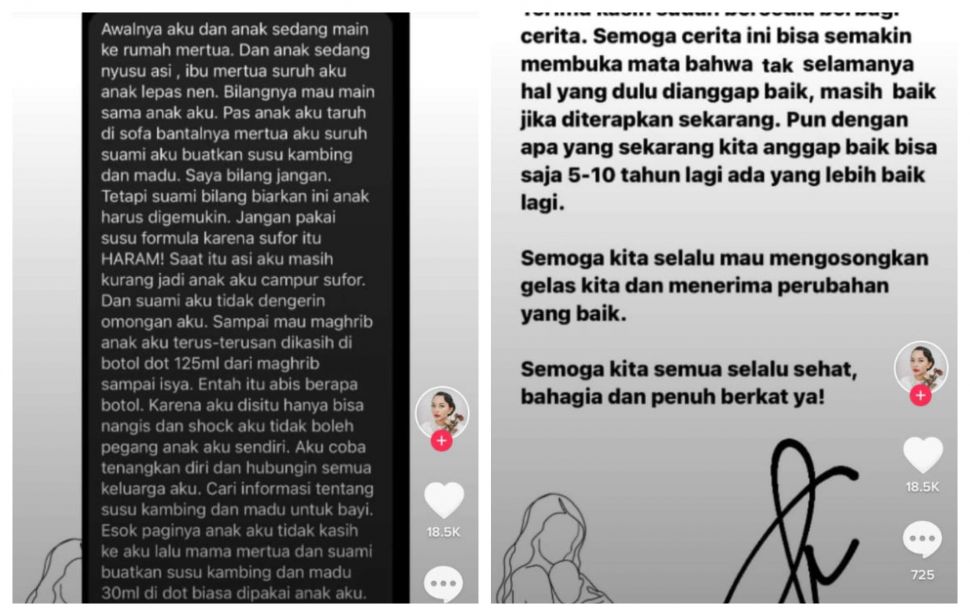 Cerita seorang ibu kalau anaknya diberi susu kambing (TikTok/@bidankriwil)