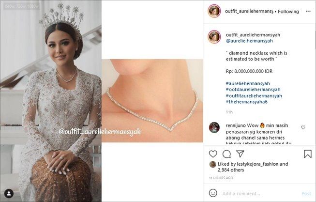 Harga kalung berlian Aurel Hermansyah akhirnya terungkap. (Instagram/@outfit_aureliehermansyah)
