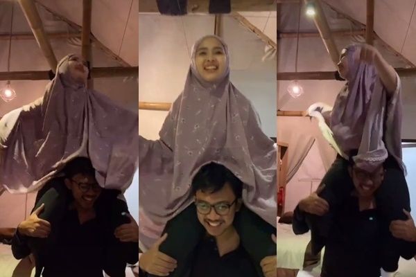 Viral Pasutri Baru Honeymoon Ala Slankers. (TikTok/@talitaredja)