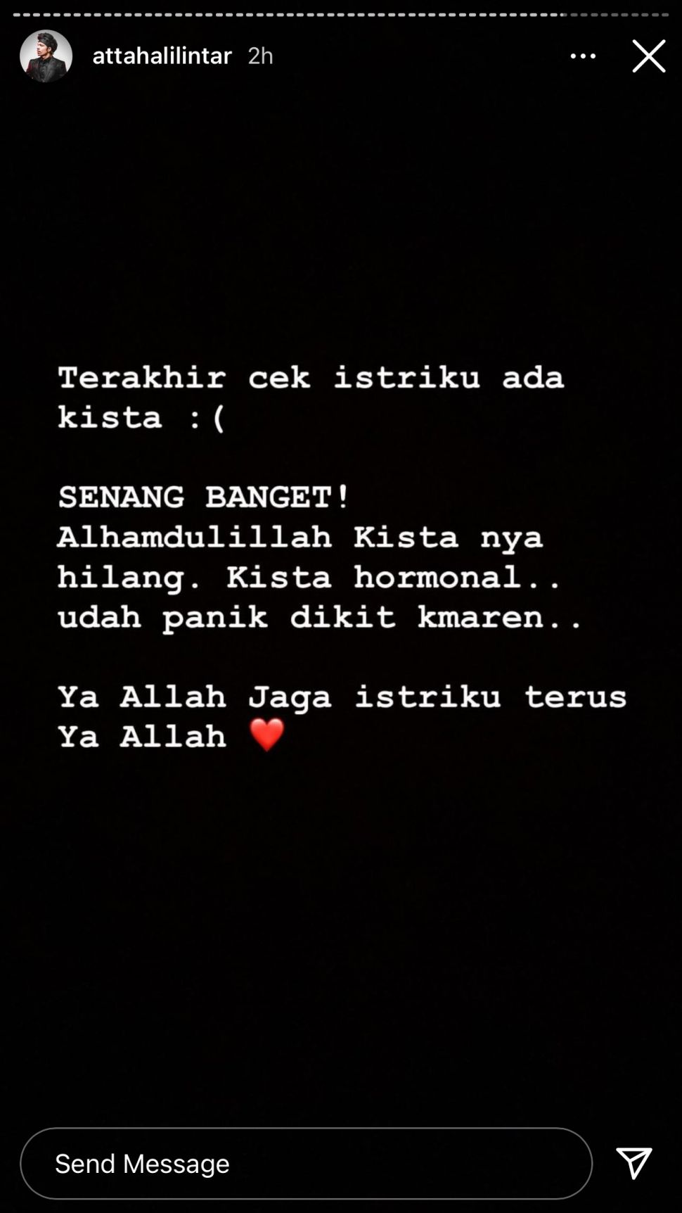 IG story Atta Halilintar. (Instagram/@attahalilintar)