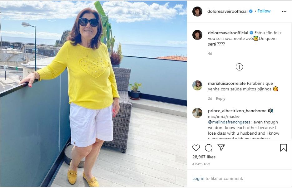 Dolores Aveiro umumkan akan segera punya cucu lagi. (Instagram/doloresaveiroofficial)