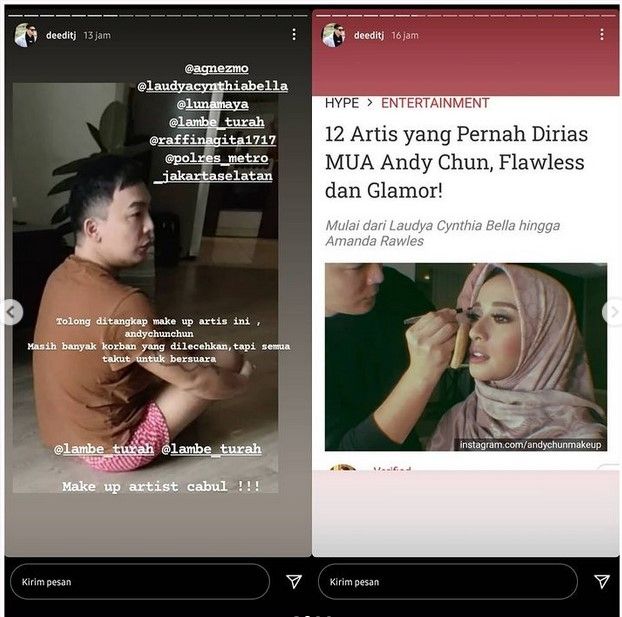 Make up artist Andy Chun Chun dituduh melakukan pelecehan seksual ke sejumlah laki-laki. [Instagram]