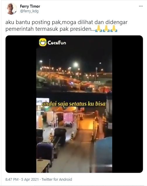 Curhat sopir truk kontainer Tanjung Priuk (Twitter).