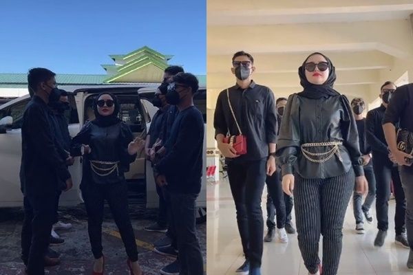 Viral Wanita Aceh Jalan-Jalan Bawa 7 Bodyguard. (TikTok/herlinkenza02)