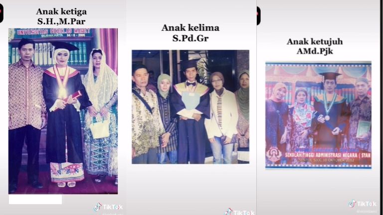 Viral orang tua ITR dan buruh lulusan SD, sukses kuliahkan 8 anak (TikTok).