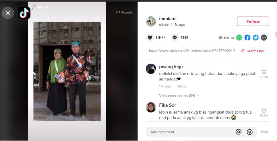 Viral orang tua ITR dan buruh lulusan SD, sukses kuliahkan 8 anak (TikTok).