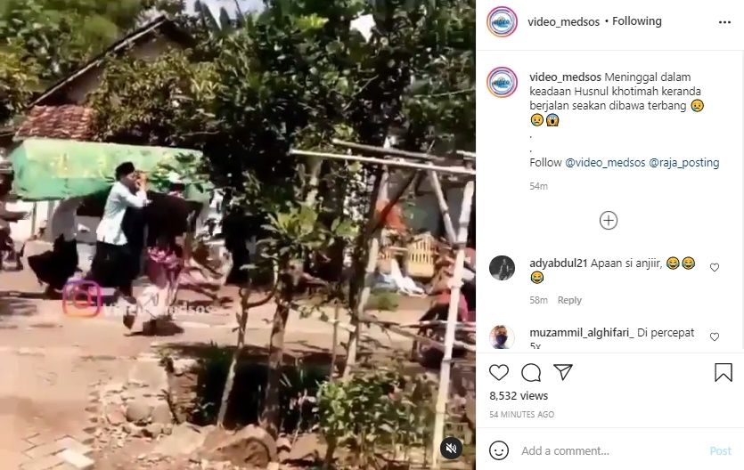 Viral Keranda Berisi Jenazah Dipanggul Sambil Lari. (Instagram/@video_medsos)