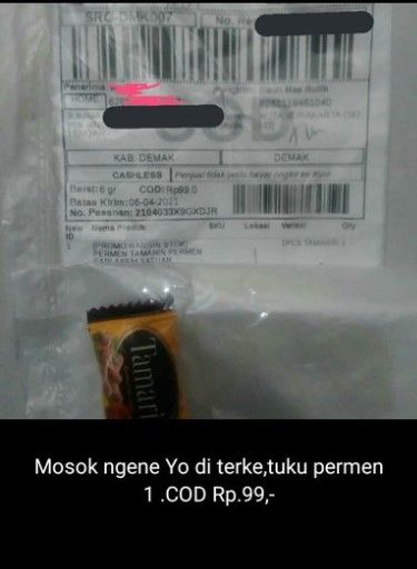 Kurir paket kesal antar barang COD Rp 99. (Twitter/@txtdrikurir)